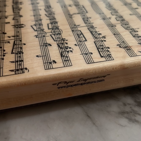 Large Sheet Music Background Stamp LIKE NEW Music Notes Treble Bass Clef Rubber - Picture 2 of 5